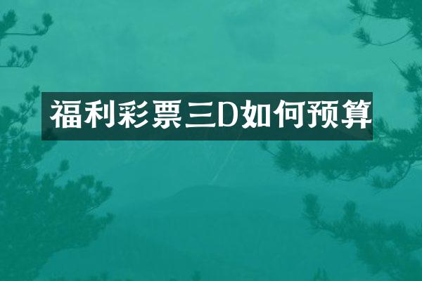 福利彩票三D如何预算