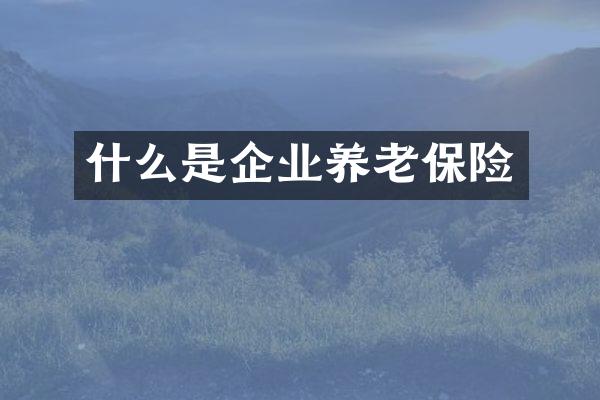 什么是企业养老保险