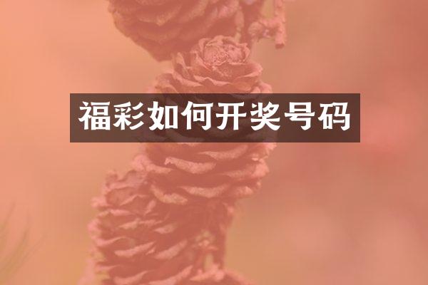 福彩如何开奖号码