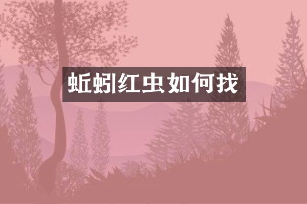 蚯蚓红虫如何找
