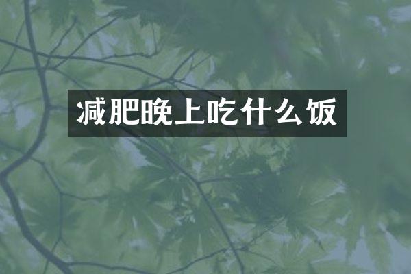 减肥晚上吃什么饭