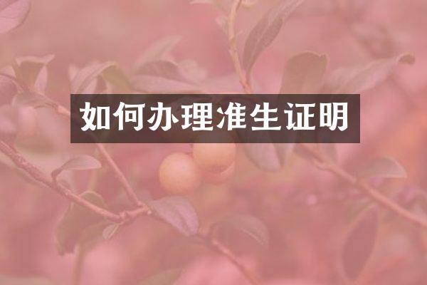 如何办理准生证明
