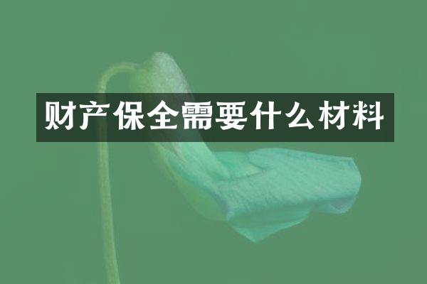 财产保全需要什么材料