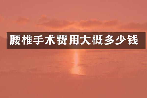 腰椎手术费用大概多少钱