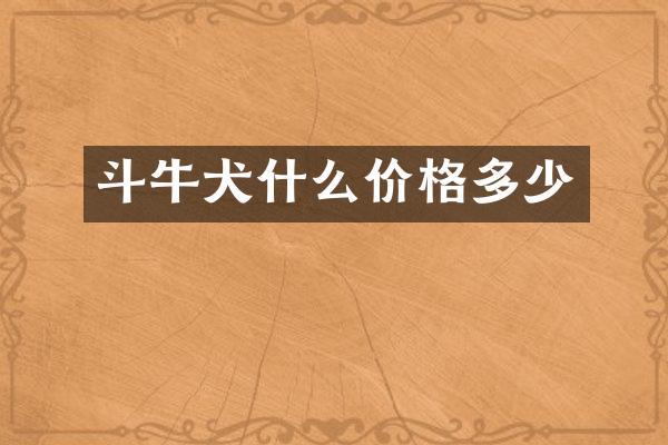 斗牛犬什么价格多少