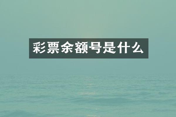 彩票余额号是什么