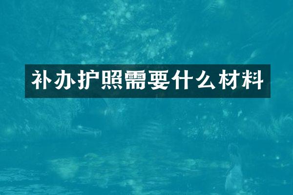 补办护照需要什么材料