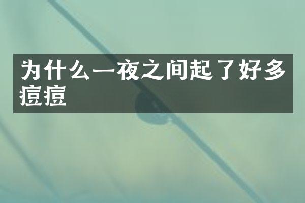 为什么一夜之间起了好多痘痘