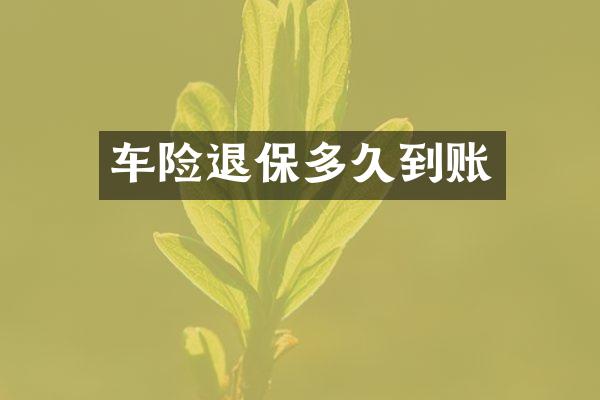 车险退保多久到账