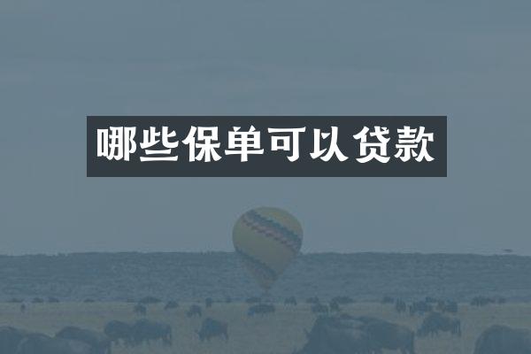 哪些保单可以贷款