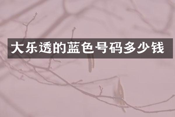 大乐透的蓝色号码多少钱
