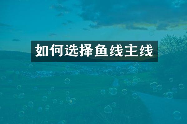 如何选择鱼线主线