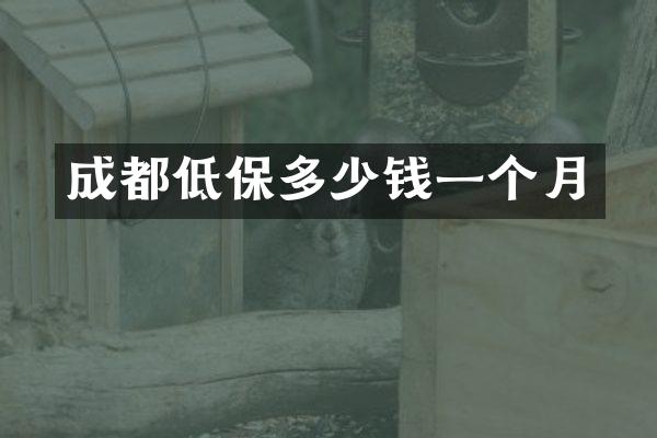 成都低保多少钱一个月