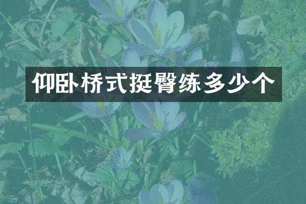 仰卧桥式挺臀练多少个