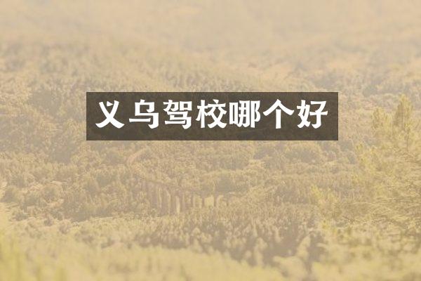 义乌驾校哪个好