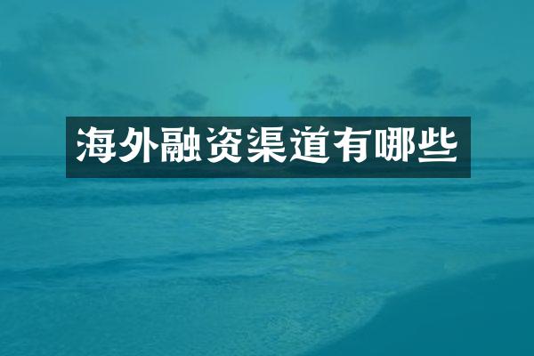 海外融资渠道有哪些