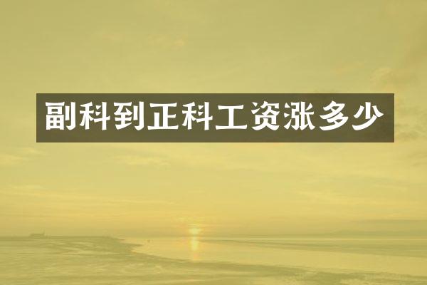 副科到正科工资涨多少