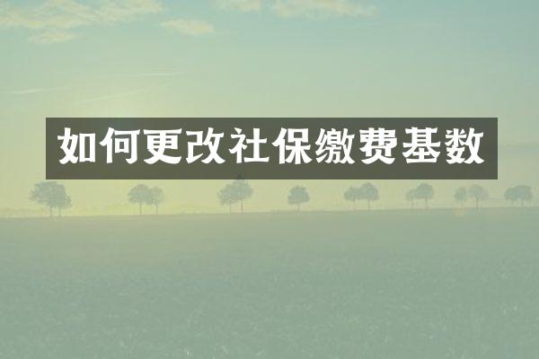 如何更改社保缴费基数