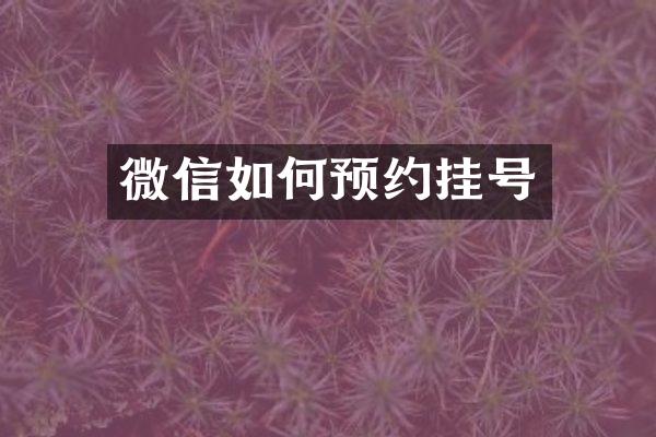 微信如何预约挂号