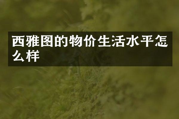 西雅图的物价生活水平怎么样
