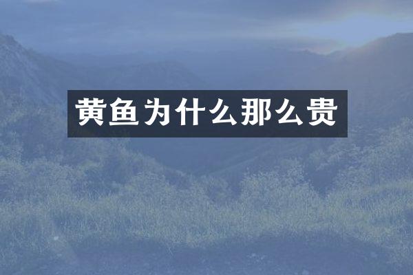 黄鱼为什么那么贵