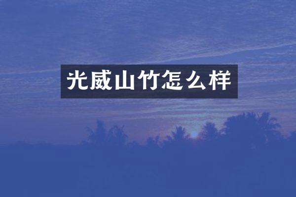 光威山竹怎么样