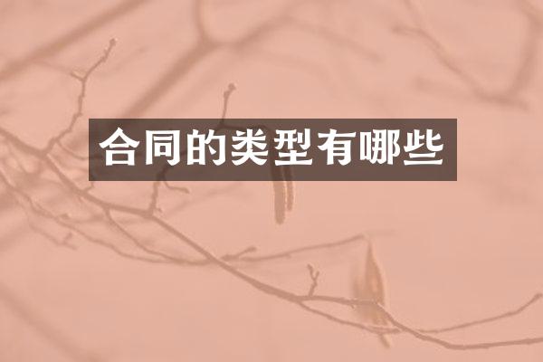 合同的类型有哪些