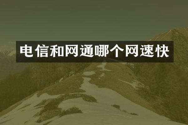 电信和网通哪个网速快