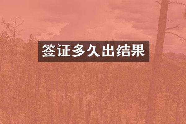 签证多久出结果