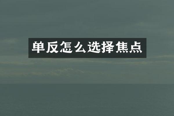 单反怎么选择焦点