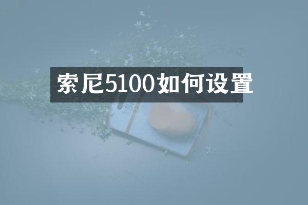 索尼5100如何设置