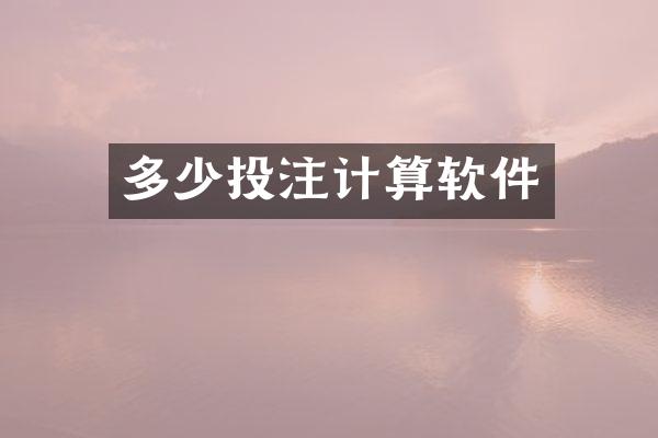 多少投注计算软件