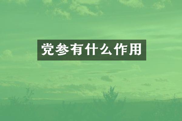 党参有什么作用