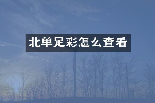 北单足彩怎么查看