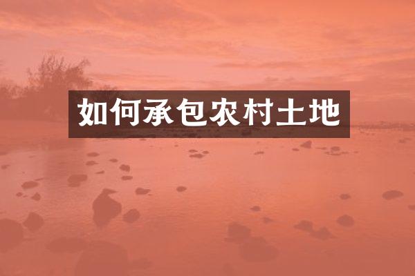 如何承包农村土地