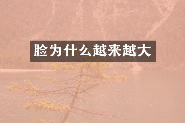 脸为什么越来越大