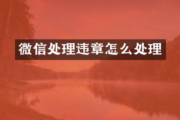 微信处理违章怎么处理