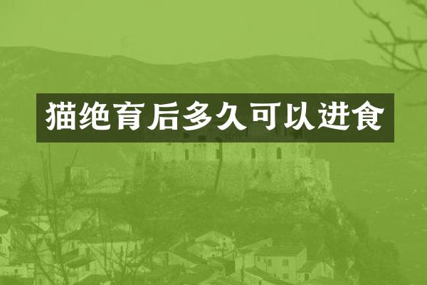 猫绝育后多久可以进食