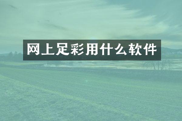 网上足彩用什么软件