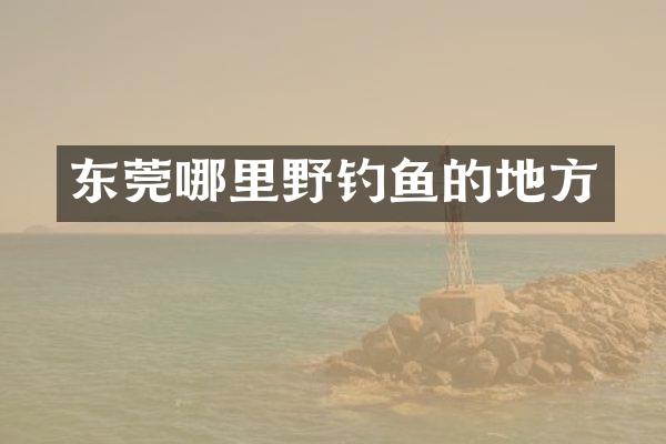 东莞哪里野钓鱼的地方