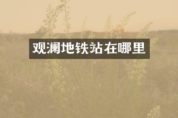 观澜地铁站在哪里