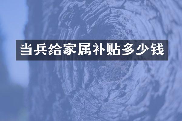 当兵给家属补贴多少钱