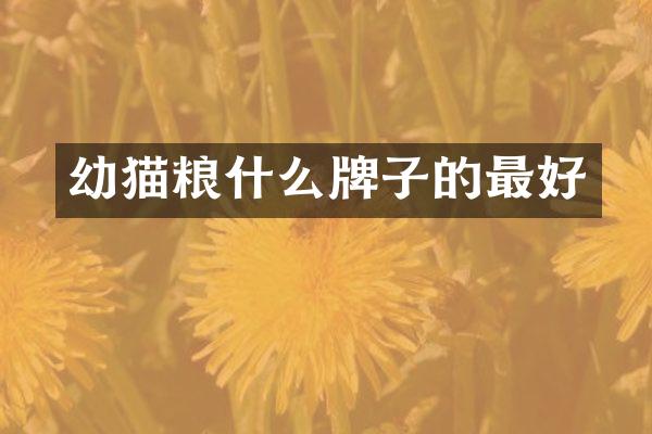 幼猫粮什么牌子的最好