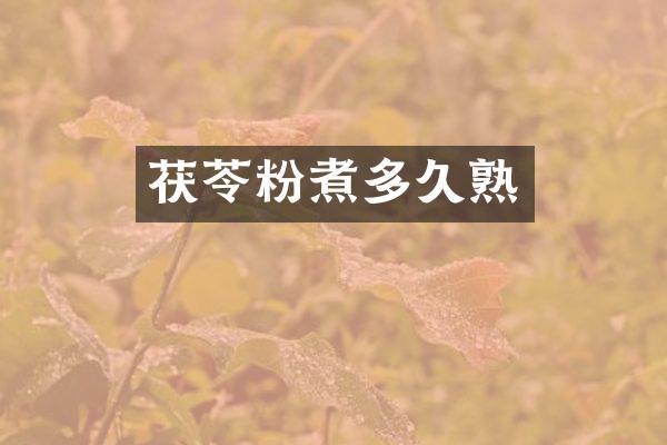 茯苓粉煮多久熟