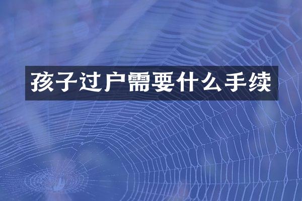 孩子过户需要什么手续