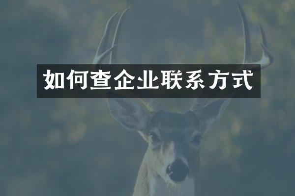 如何查企业联系方式
