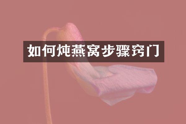 如何炖燕窝步骤窍门