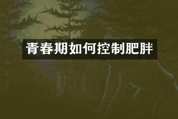 青春期如何控制肥胖