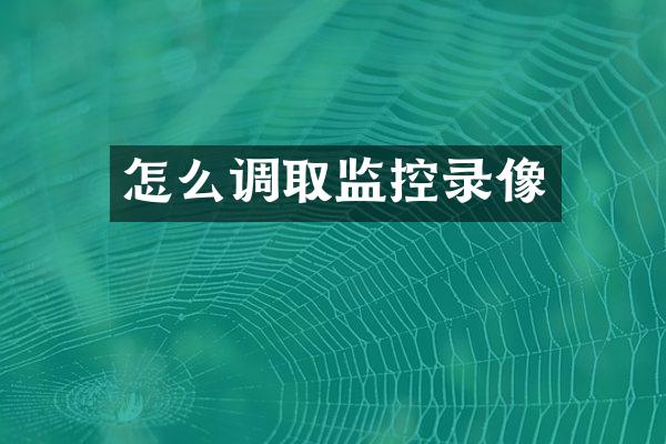 怎么调取监控录像