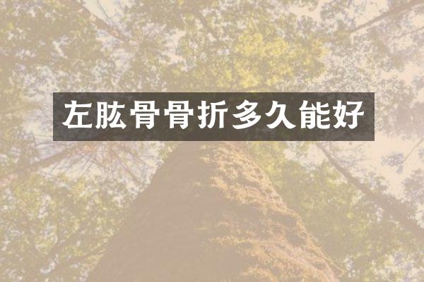 左肱骨骨折多久能好